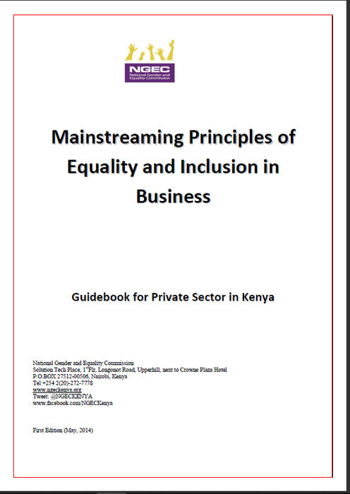 MAINSTREAMING PRINCIPLES OF EQUALITY AND INCLUSION IN BUSINESS