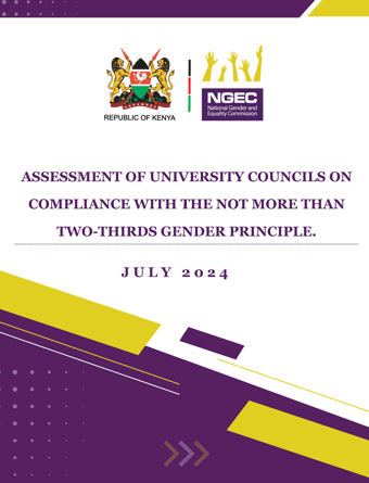 ASSESSMENT OF UNIVERSITY COUNCILS ON COMPLIANCE WITH THE NOT MORE THAN TWO-THIRDS GENDER PRINCIPLE