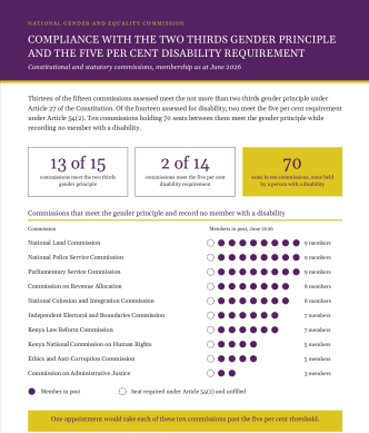 COMMISSIONS CLEAR THE GENDER BAR AND FALL AT DISABILITY, NGEC AUDIT FINDS