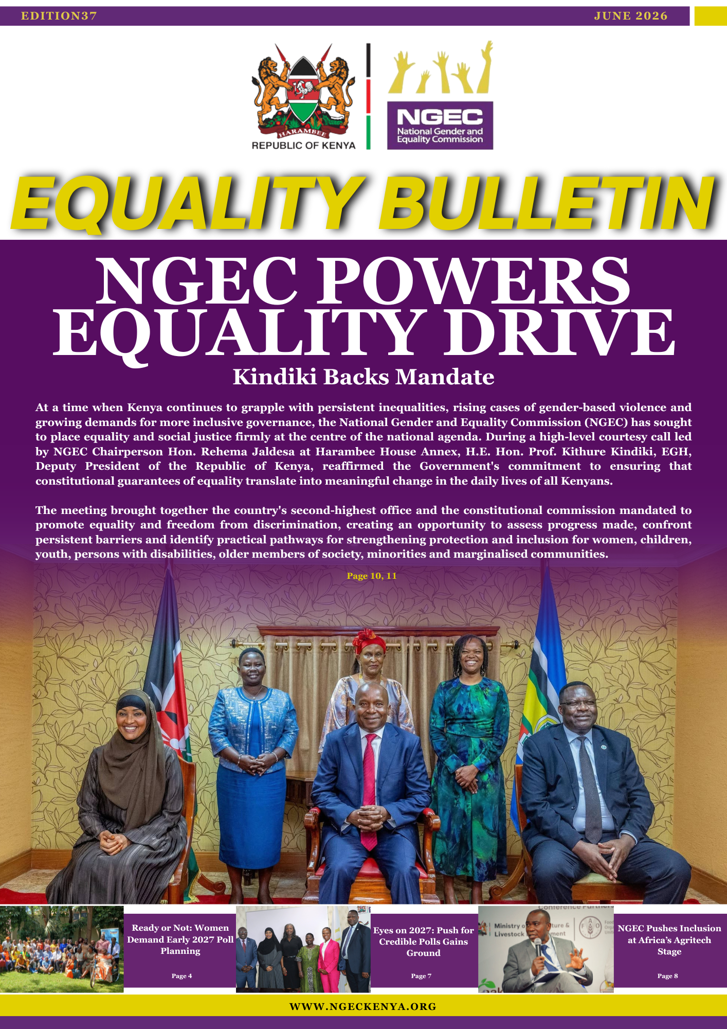 Equality Bulletin #37:NGEC POWERS EQUALITY DRIVE